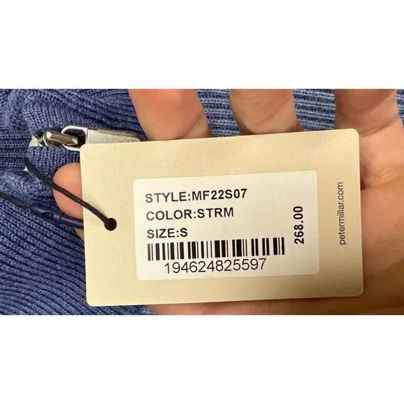 Peter‎ Millar Sweater Mens Small Crown Blue Pima Cotton Merino Wool Pullover NEW
